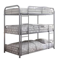 Picture of Benzara BM202018 Metal Triple Twin Over Twin Size Bunk Bed with Built in Ladder&#44; Silver