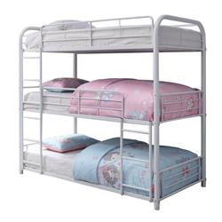 Picture of Benzara BM202019 Metal Triple Twin Over Twin Size Bunk Bed with Built in Ladders&#44; White