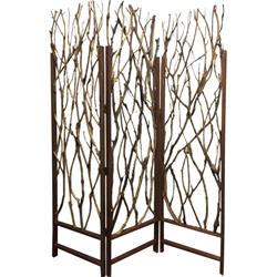Picture of Benzara BM205387 3 Panel Contemporary Foldable Wood Screen with Tree Branches&#44; Brown
