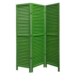 Picture of Benzara BM205394 3 Panel Foldable Wooden Shutter Screen with Straight Legs&#44; Green