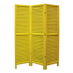 Picture of Benzara BM205397 3 Panel Foldable Wooden Shutter Screen with Straight Legs&#44; Yellow