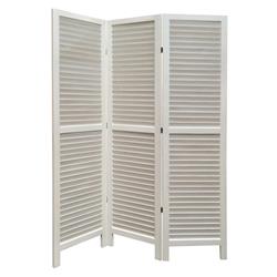 Picture of Benzara BM205398 3 Panel Foldable Wooden Shutter Screen with Straight Legs&#44; White