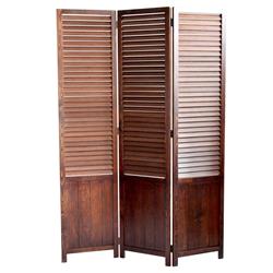 Picture of Benzara BM205415 Traditional Foldable Wooden Shutter Screen with 3 Panels&#44; Brown