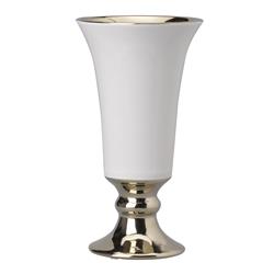 Picture of Benzara BM202241 Ceramic Vase with Flared Top & Pedestal Base&#44; White & Gold - Large