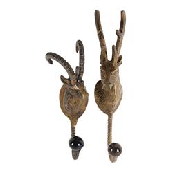Picture of Benzara BM202260 Metal Sheep Head Hangers with Crystal Ball At Base&#44; Gold - Set of 2