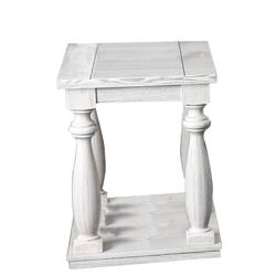 Picture of Benzara BM203947 Rustic End Table with Curved Legs & Open Shelf&#44; Antique White
