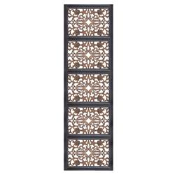 Picture of Benzara BM01869 Rectangular Wall Panel with Intricate Floral Carvings&#44; Burnt Black