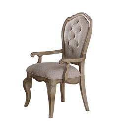 Picture of Benzara BM204359 Wooden Arm Chairs with Button Tufting&#44; Gray & Brown - Set of 2