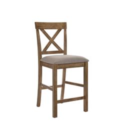 Picture of Benzara BM204367 Fabric Upholstered Wooden Counter Height Chair&#44; Brown & Gray - Set of 2