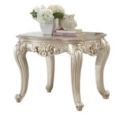 Picture of Benzara BM204371 Traditional Style Marble Top End Table with Poly Resin Engravings&#44; Gold