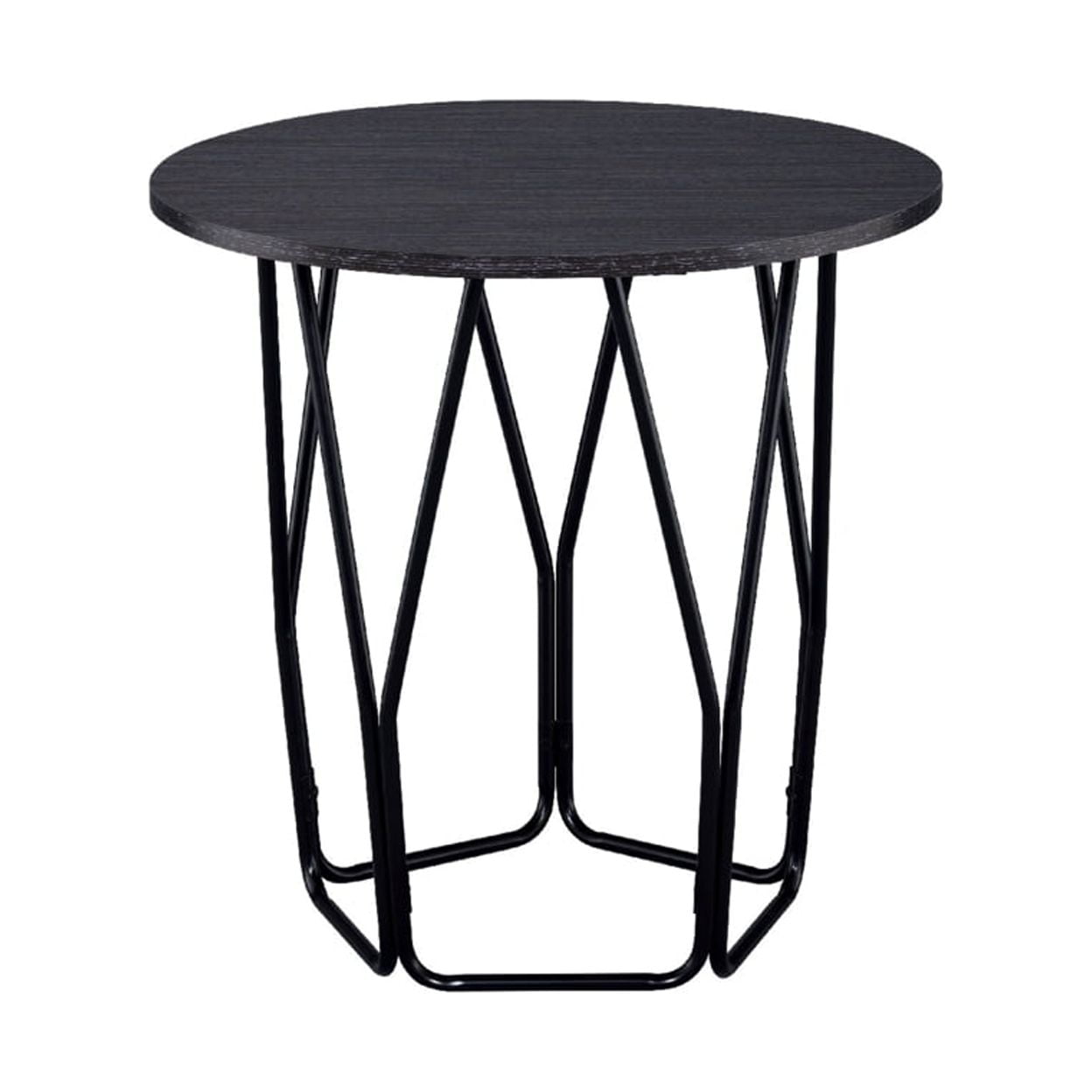 Picture of Benzara BM204461 Industrial Style Wooden End Table with Metal Base&#44; Black & Brown