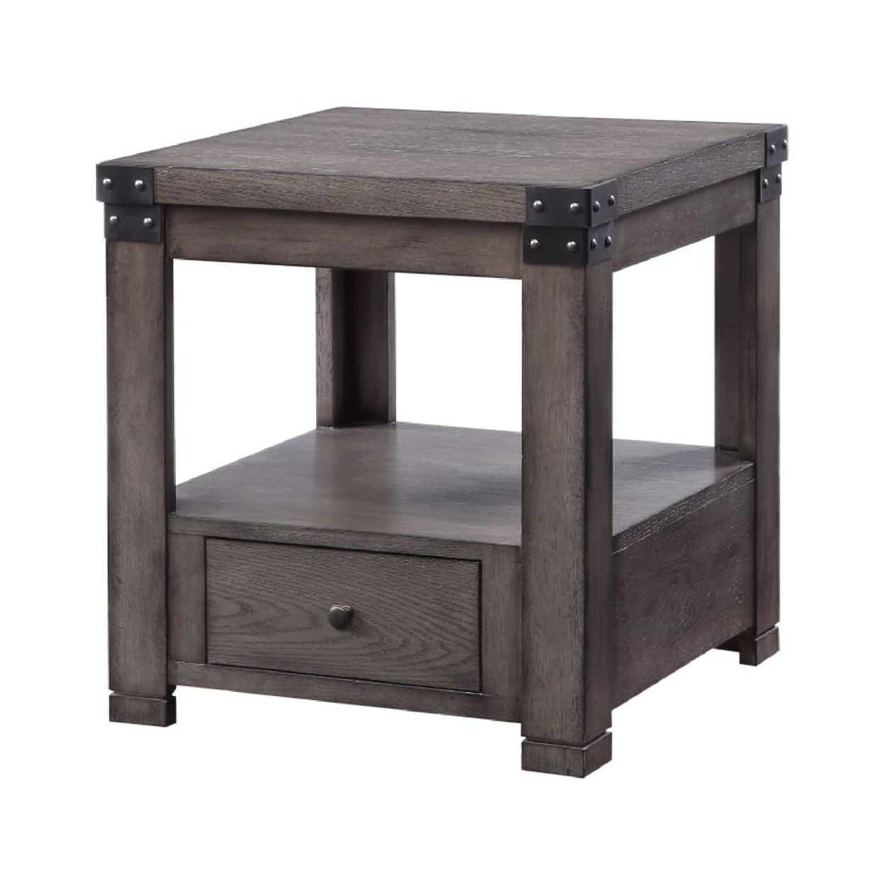 Picture of Benzara BM204478 Wooden End Table with Open Bottom Shelf & One Drawer&#44; Gray