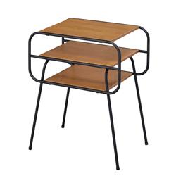 Picture of Benzara BM204497 Metal & Wooden End Table with 2 Bottom Shelves&#44; Brown & Black