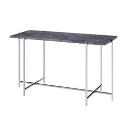 Picture of Benzara BM204502 Contemporary Marble Top Sofa Table with Trestle Base&#44; Gray & Silver