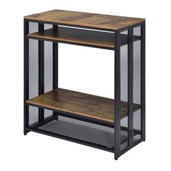 Picture of Benzara BM204598 Metal Sofa Table with Wooden Shelves & Folding Side&#44; Black & Brown