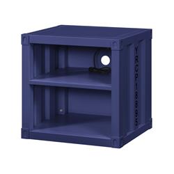 Picture of Benzara BM204622 Metal Nightstand with 2 Open Compartment & USB Port&#44; Blue