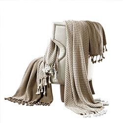 Picture of Benzara BM204246 Montgeron Herringbone Cotton Throw the Urban Port&#44; Brown & White - Set of 2