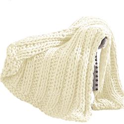 Picture of Benzara BM204282 Dreux Acrylic Cable Knitted Chunky Throw the Urban Port&#44; Cream
