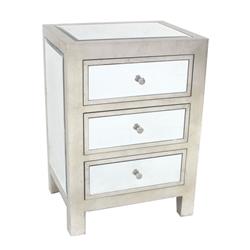 Picture of Benzara BM204712 Contemporary Style Wooden End Table with Three Drawers&#44; Silver