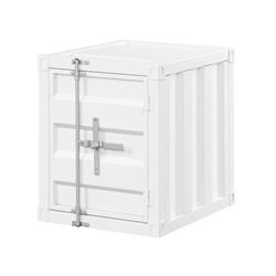 Picture of Benzara BM207464 Industrial Style Metal Cargo End Table with Openable Door&#44; White