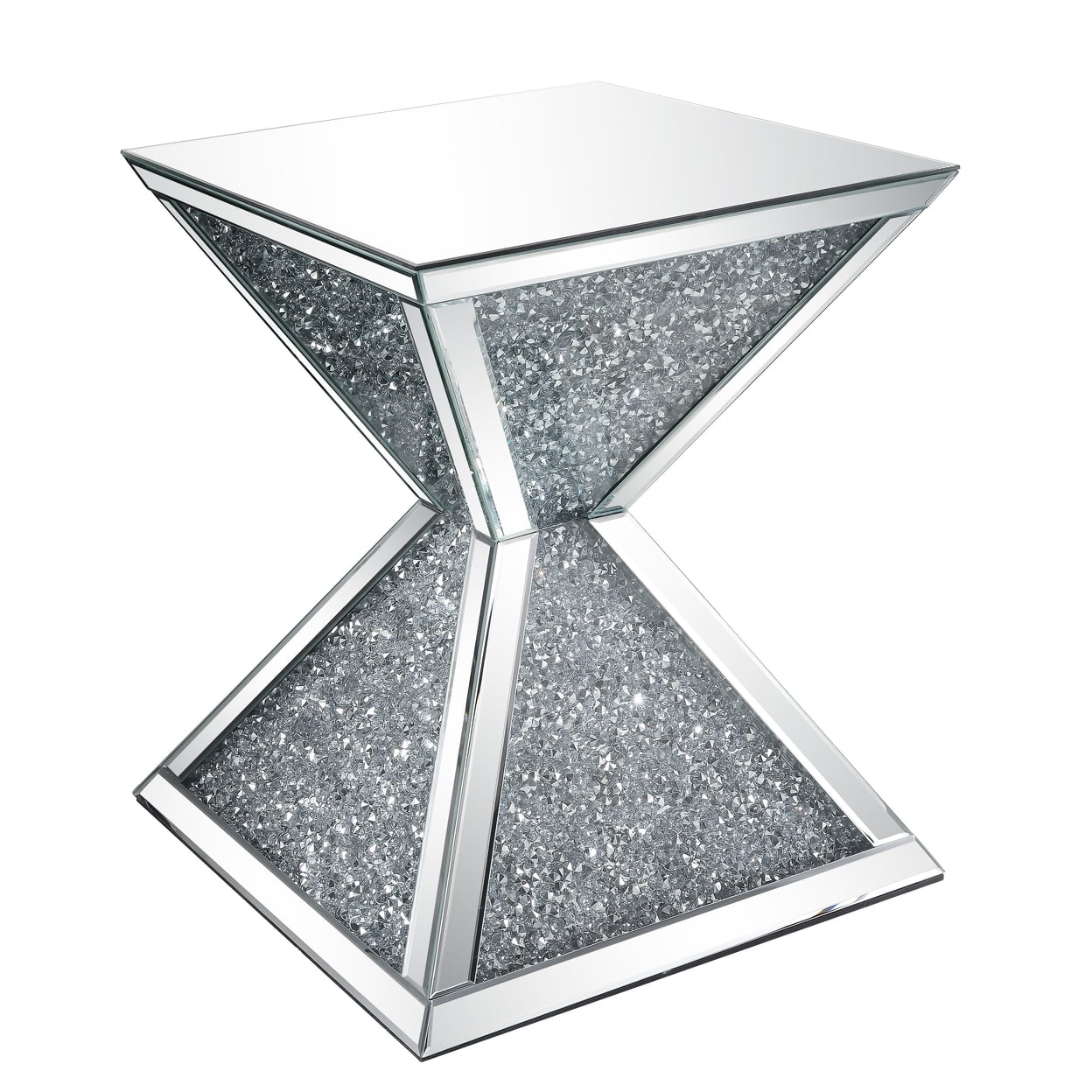 Picture of Benzara BM207518 Sparkling End Table with Faux Diamonds Inlay&#44; Silver & Clear