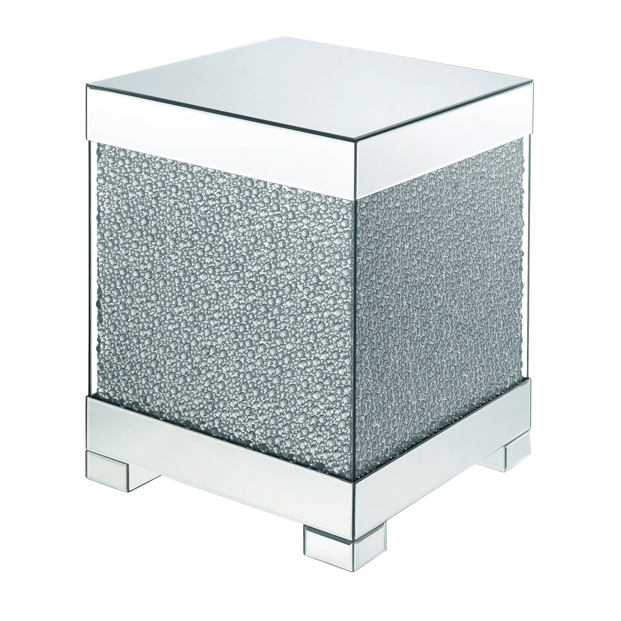 Picture of Benzara BM207522 Contemporary Square Wooden End Table with Faux Crystal Inlays&#44; Silver
