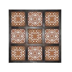 Picture of Benzara BM01889 Decorative Mango Wood Wall Panel with Cutout Flower Pattern&#44; Brown
