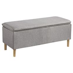 Picture of Benjara BM207198 Fabric Upholstered Wooden Accent Bench with Hidden Storage&#44; Gray & Brown