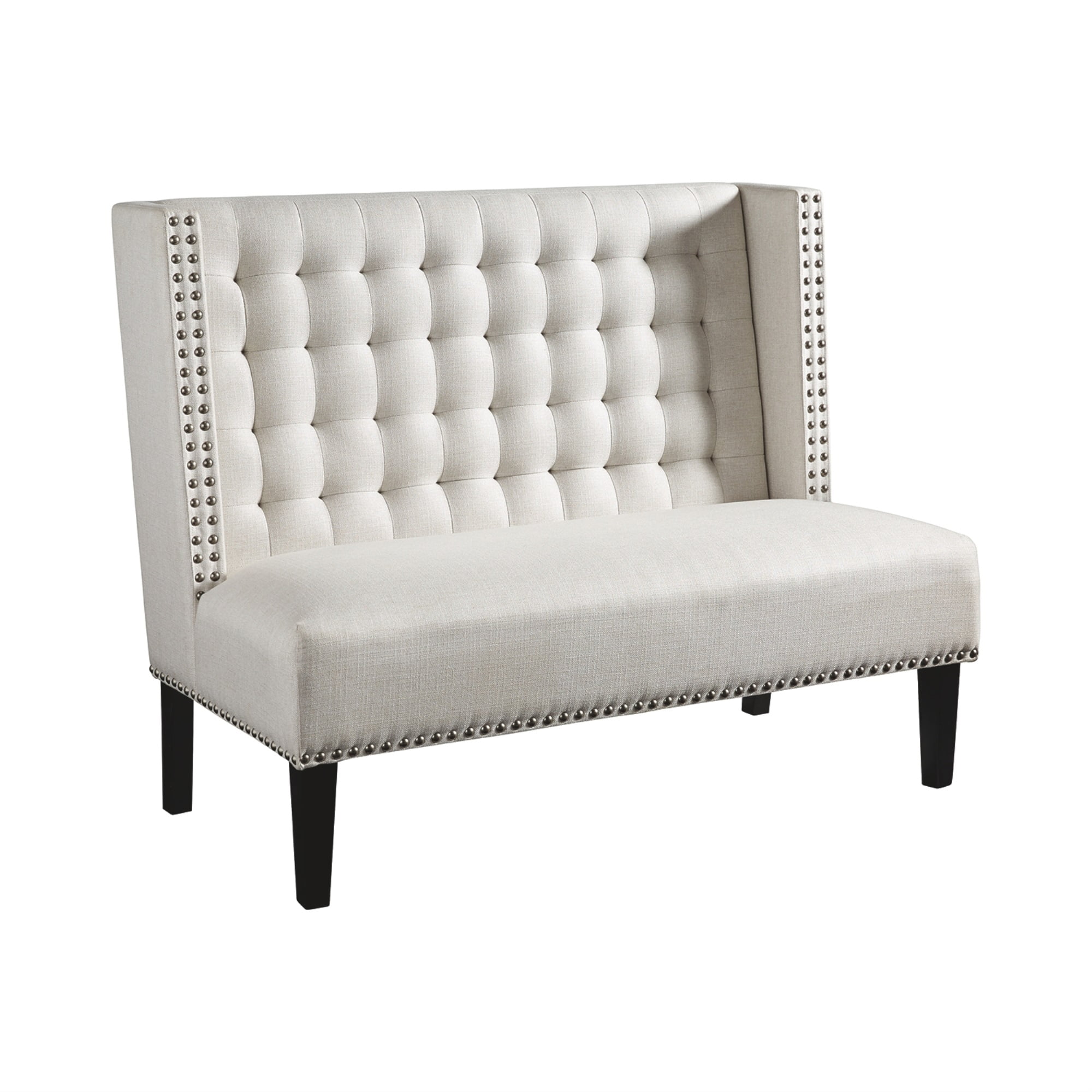 Picture of Benjara BM207201 Wood & Fabric Accent Bench with Wing Back Design&#44; Cream