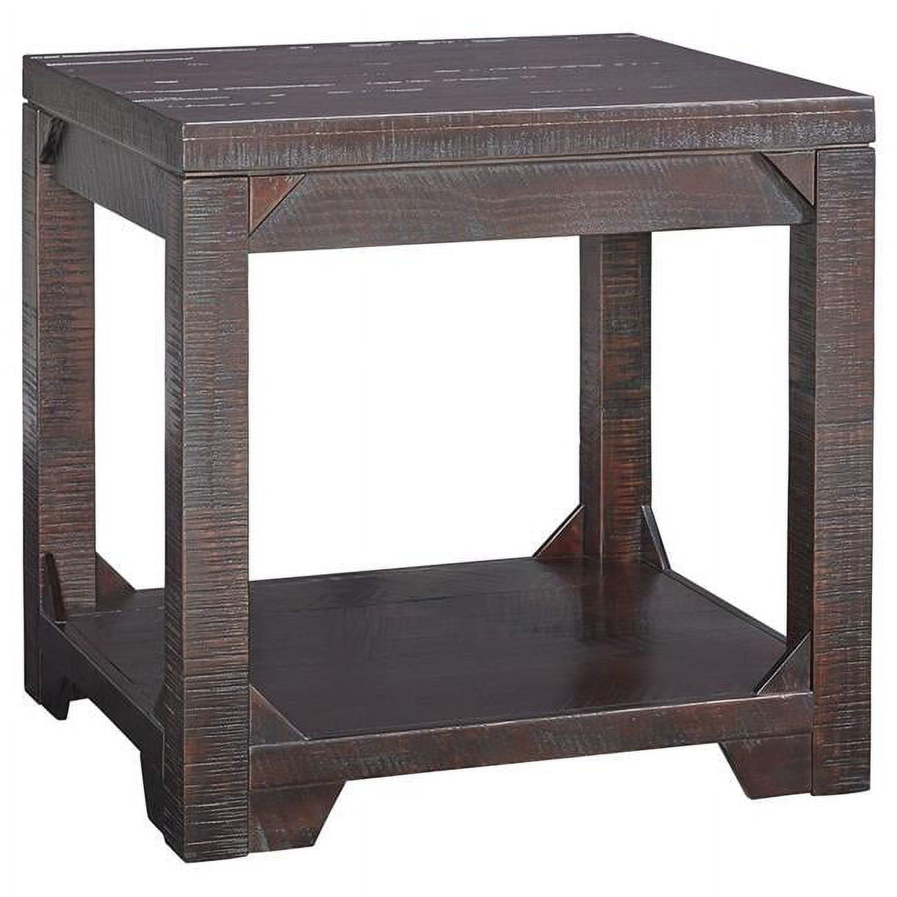 Picture of Benzara BM207237 Rough Sawn Textured Wooden End Table with One Shelf  Brown - 25.25 x 22 x  37.05
