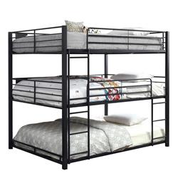 Picture of Benjara BM207362 79 x 57 x 79 in. Industrial Style Queen Triple Decker Bunk Bed with Ladder&#44; Black