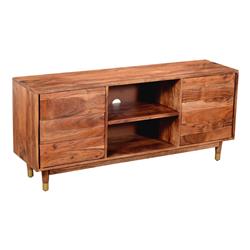 Picture of Benjara UPT-197866 26 x 16 x 60 in. Handcrafted Wooden TV Console with Live Edge Shutter Door Cabinets&#44; Brown