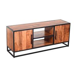 Picture of Benjara UPT-197871 54 in. Metal Frame TV Console with 2 Side Door Cabinets&#44; Black & Brown