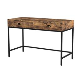 Picture of Benjara BM209174 Industrial Grained Wooden Computer Desk with 2 Drawers&#44; Brown & Black