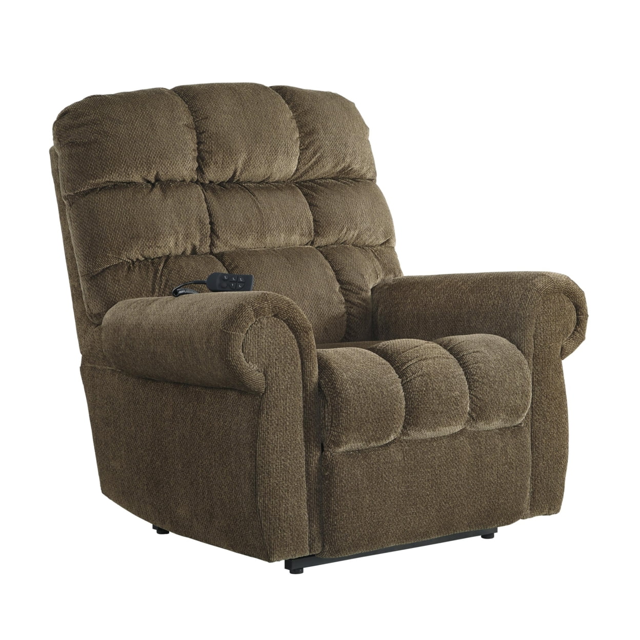 Picture of Benjara BM209296 43 x 38.5 x 38 in. Fabric Upholstered Metal Frame Power Lift Recliner&#44; Brown