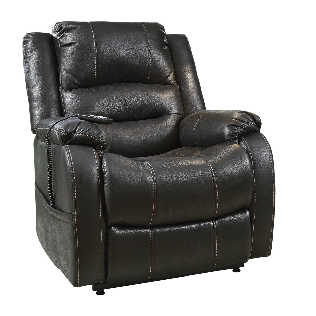 Picture of Benjara BM209303 42.5 x 35 x 40.5 in. Leatherette Metal Frame Power Lift Recliner with Tufted Back&#44; Black
