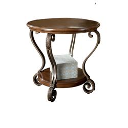 Picture of Benjara BM206143 Round End Table with A Bottom Shelf & Designed Curvy Legs&#44; Brown