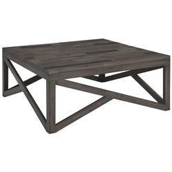 Picture of Benjara BM206160 Square Cocktail Table with Butcher Block Top & Lambda Design&#44; Gray