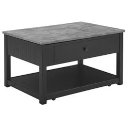 Picture of Benjara BM206161 Lift Top Cocktail Table with Faux Marble Top & 1 Drawers&#44; Black & Gray
