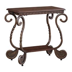 Picture of Benjara BM206162 Chair Side End Table with Nailhead Trim Top & Scrolled Base&#44; Brown