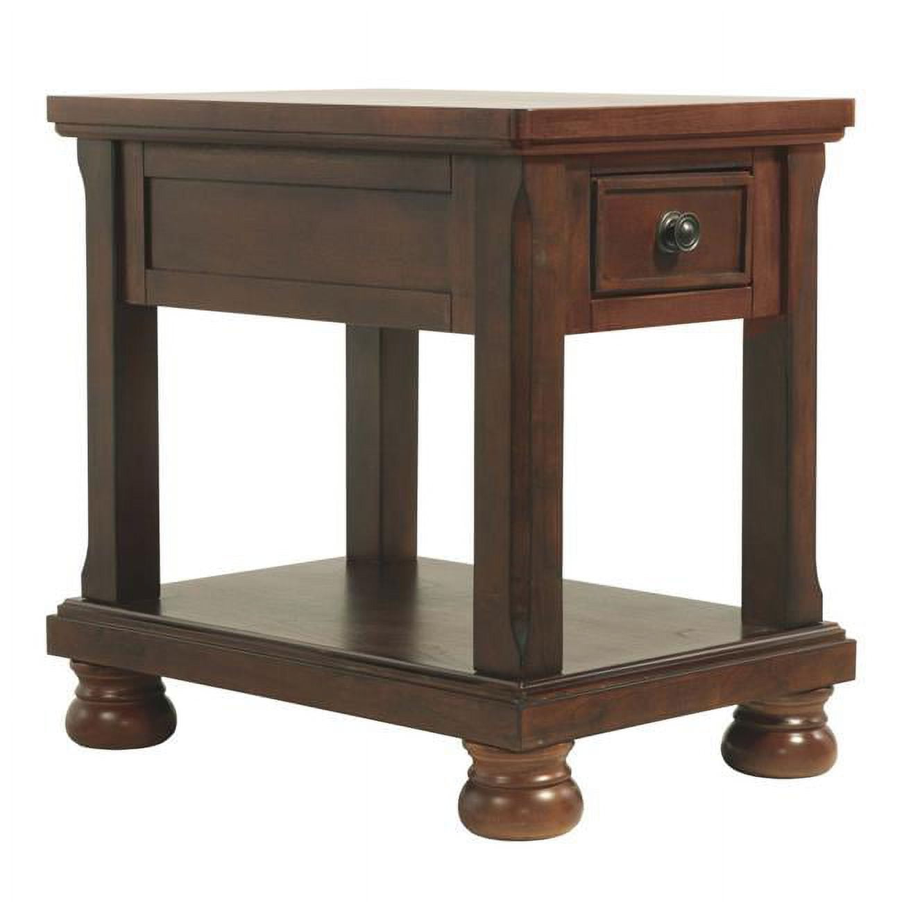 Picture of Benjara BM206168 Chair Side End Table with 1 Drawers & Fixed Base Shelf&#44; Brown