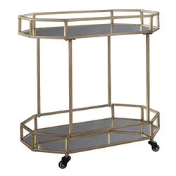 Picture of Benjara BM209342 29.5 x 30 x 16.5 in. Octagonal Metal Bar Cart with Mirrored Top & Bottom&#44; Silver & Gold