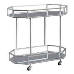 Picture of Benjara BM209343 29.38 x 30.13 x 16.5 in. Octagonal Metal Bar Cart with Mirrored Top & Bottom&#44; Silver