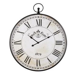 Picture of Benjara BM209350 36.75 x 30.88 x 2.5 in. Round Metal Wall Clock with Roman Numerals&#44; Black & White