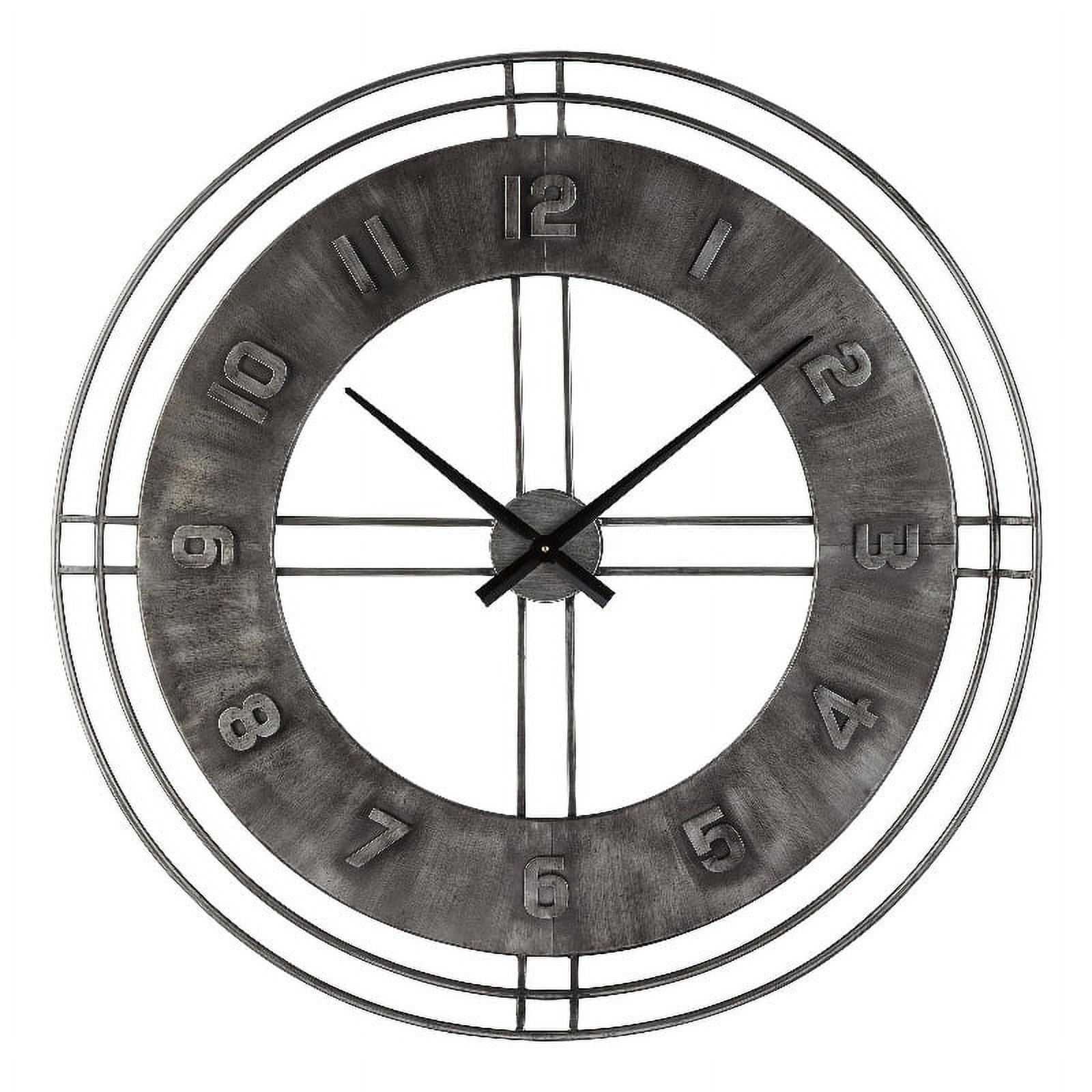 Picture of Benjara BM209373 35.75 x 35.75 x 3 in. Industrial Round Metal Wall Clock with Roman Numerals, Gray