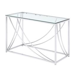 Picture of Benjara BM206487 Glass Top Rectangular Sofa Table with Swooping Curves&#44; Clear & Silver