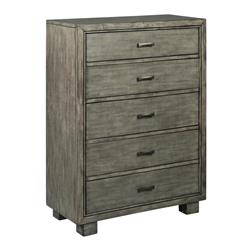 Picture of Benjara BM207027 5 Drawers Wooden Chest with Block Legs&#44; Gray