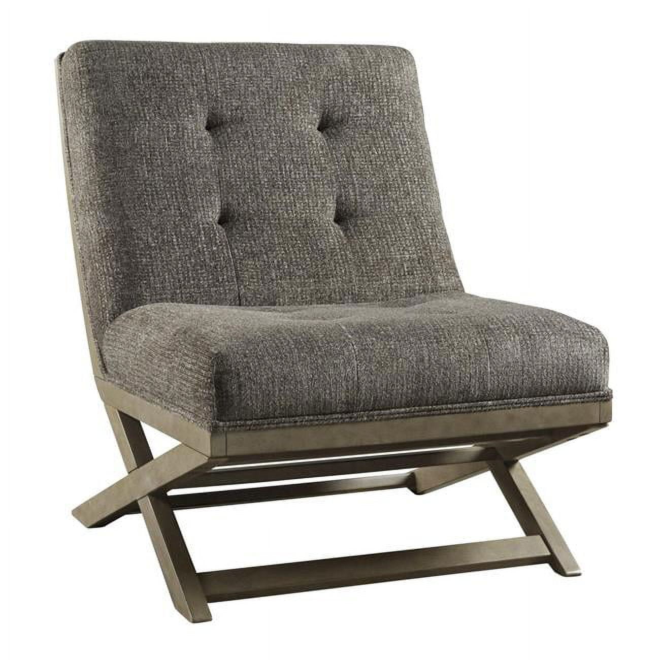 Picture of Benjara BM207145 X Frame Base Wooden Accent Chair with Padded Seat & Back&#44; Brown & Gray