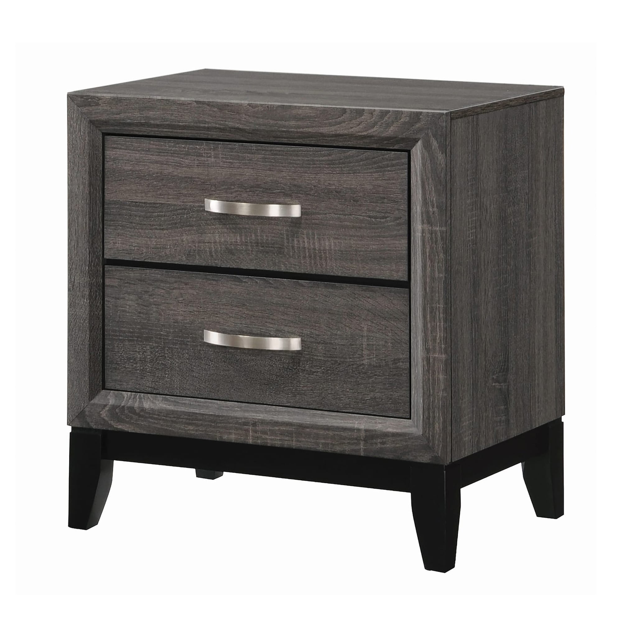 Picture of Benjara BM206518 24.75 x 23.5 x 16.25 in. Wooden Nightstand with 2 Drawers & Chamfered Legs&#44; Gray & Black