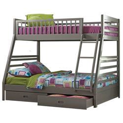 Picture of Benjara BM206541 65 x 77.5 x 58.25 in. Wooden Twin Over Full Bunk Bed with 2 Drawers&#44; Gray